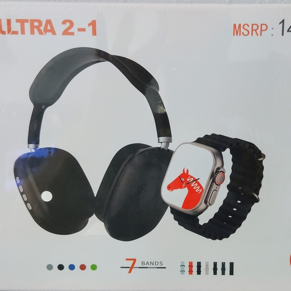 P-9 Ultra 2-1 Headphones/Smartwatch Set W/7 Bands Wireless